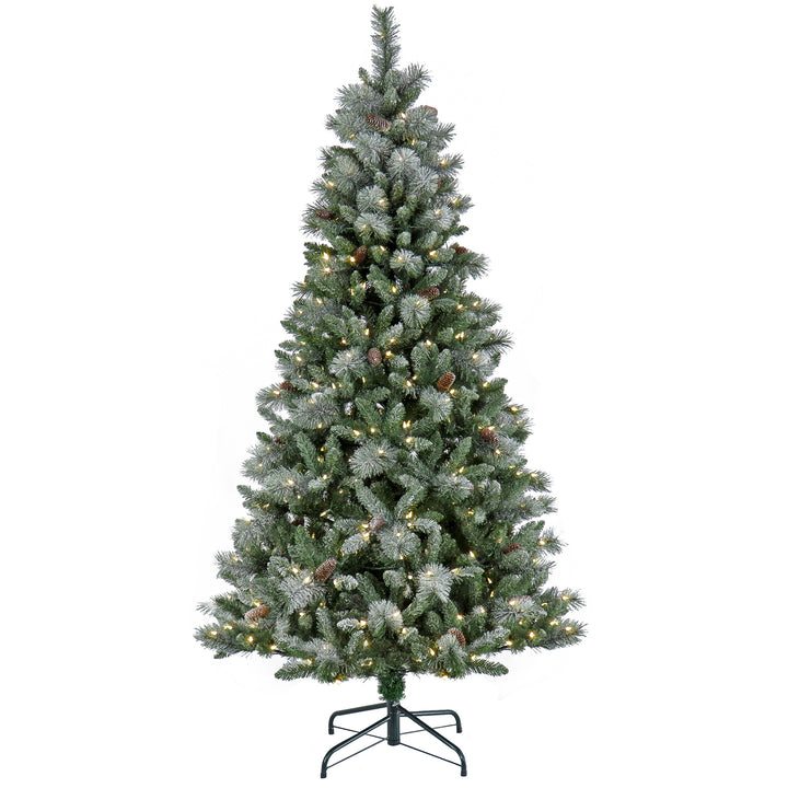 Pre-Lit Artificial Christmas Tree, Conconully Pine, with Warm White LED Lights, Plug in, 7.5 ft