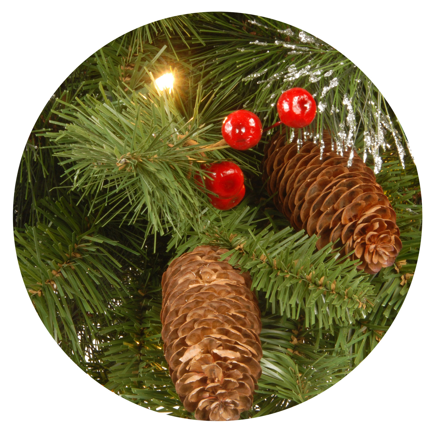 24 in. Pre-Lit Crestwood Spruce Spruce Wreath with Clear Lights - National Tree Company