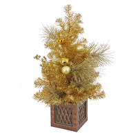 NTC 36 in. Christmas Be Merry Decorated Gold Tree with Warm White LED Lights - National Tree Company