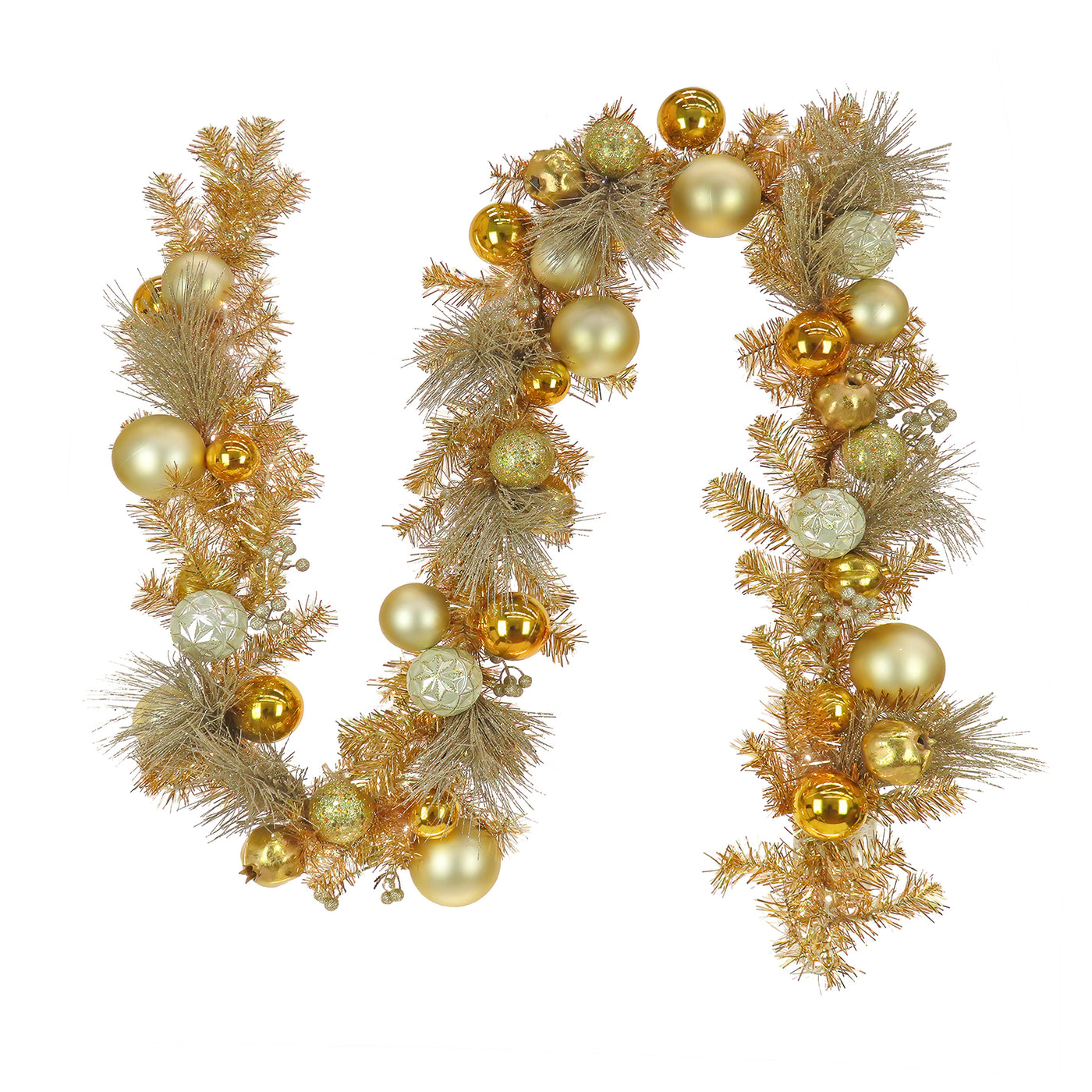 9 ft. Pre-Lit Christmas Be Merry Trimmed Gold Garland with Warm White LED Lights - National Tree Company