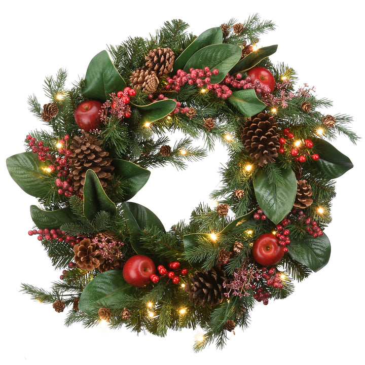 24" Rural Homestead Wreath with LED Lights