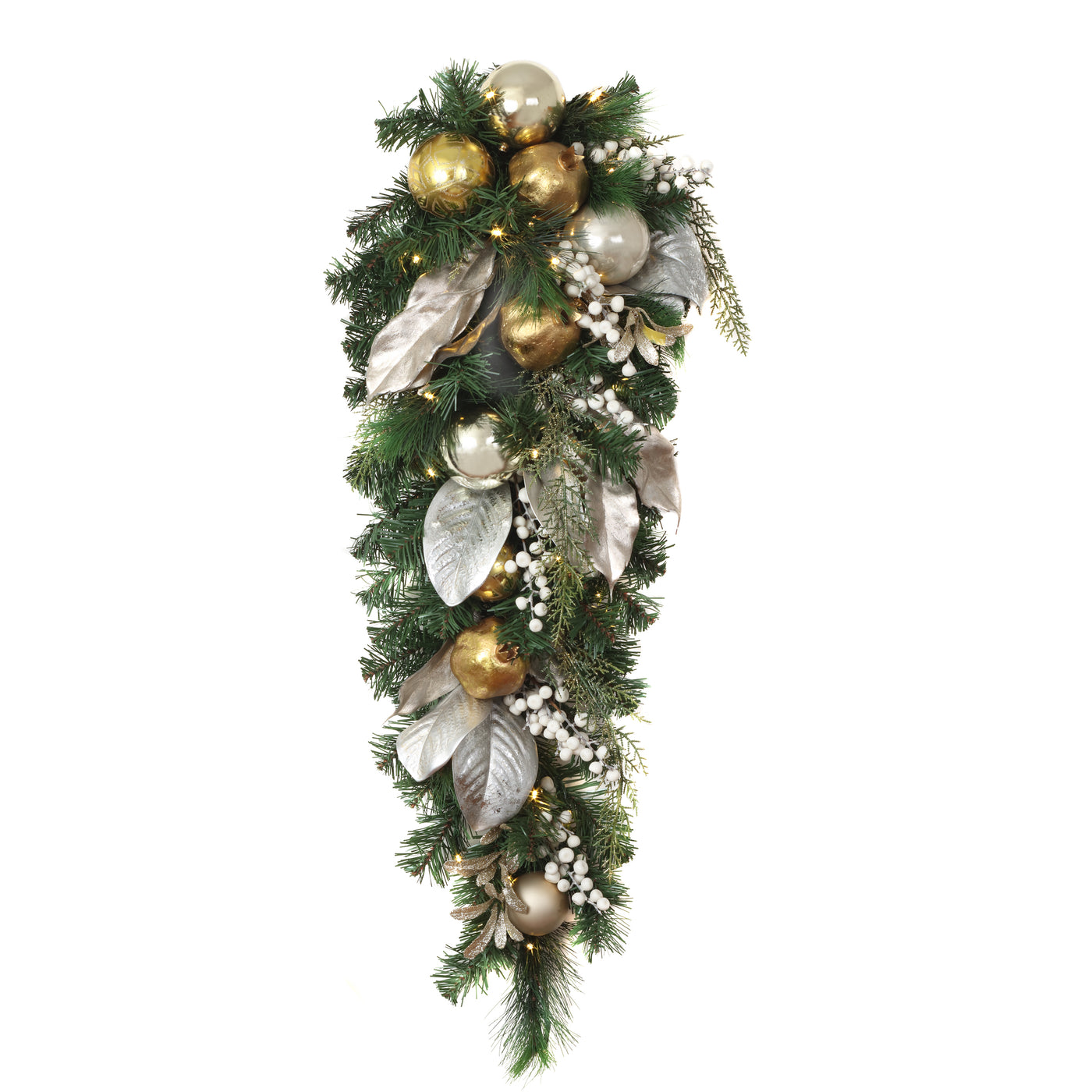 36 in. Pre-Lit Yuletide Glam Gold Decorated Teardrop - National Tree Company