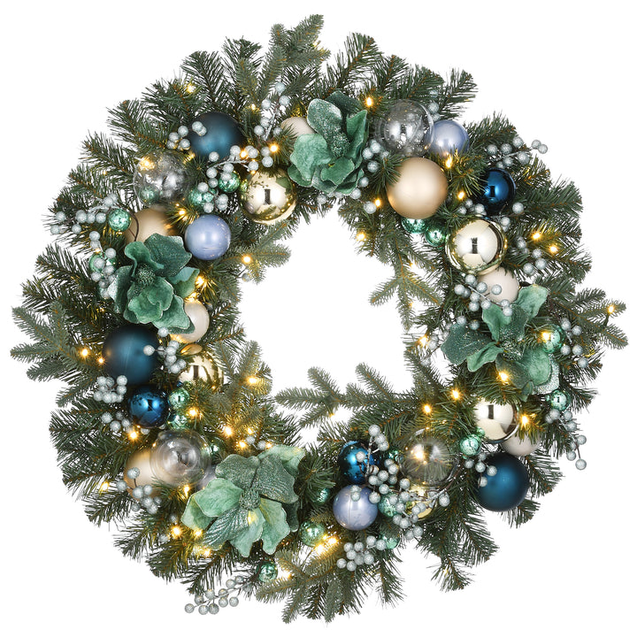 30" Decorated Arctic Wreath with LED Lights