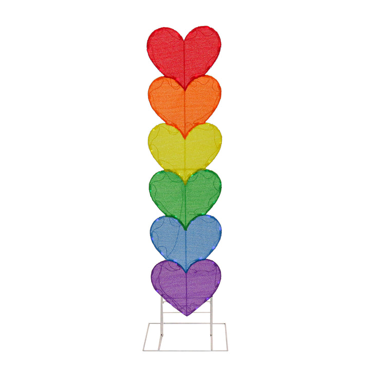 Pre-Lit Valentine's Stacked Hearts Decoration, Rainbow, LED Lights, Plug In, Valentine's Day Collection, 63 Inches