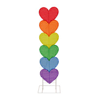 Pre-Lit Valentine's Stacked Hearts Decoration, Rainbow, LED Lights, Plug In, Valentine's Day Collection, 63 Inches - National Tree Company