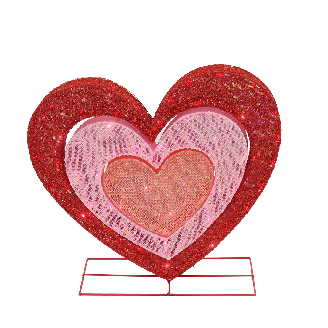 Pre-Lit Valentine's Heart Decoration, Red and Pink, LED Lights, Plug In, Valentine's Day Collection, 28 Inches