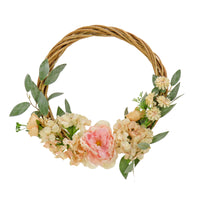 19" Wild Rose and Peony Flowers Hoop Wreath - National Tree Company