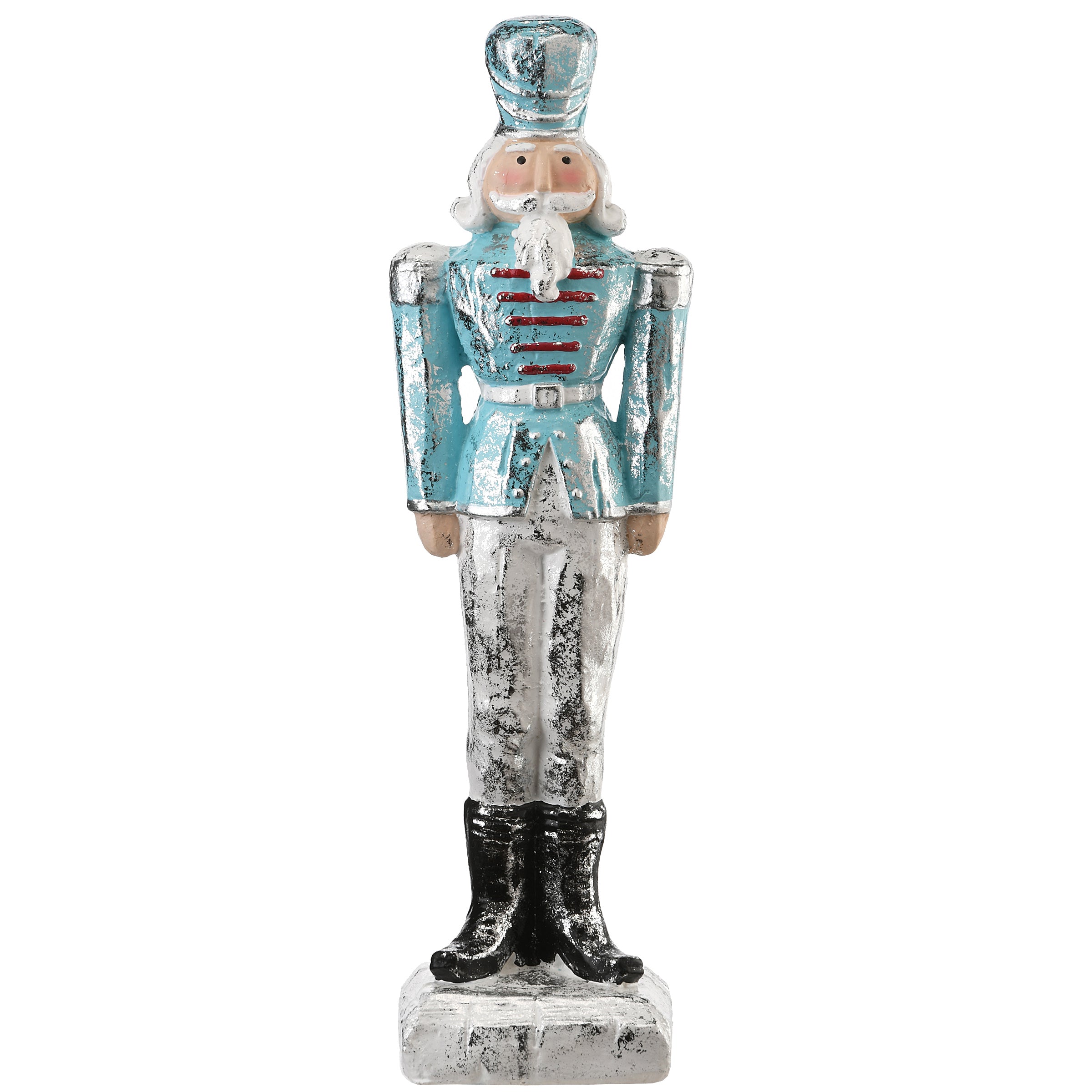 Silver and Blue Christmas Nutcracker, Antique Finish, 17 in