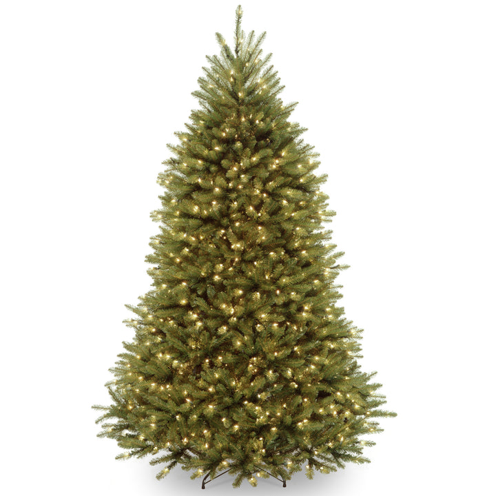 Pre-Lit Artificial Full Christmas Tree, Green, Dunhill Fir, White Lights, Includes Stand, 7 Feet