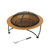 National Outdoor Living Fire Pit, Hammered Steel, Copper Finish, Includes Black Stand, Cover, Fire Poker, 33 Inches - National Tree Company