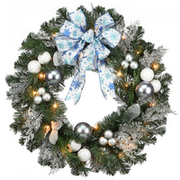 32 in. Pre-Lit Decorative Collection Ornament Wreath with Clear Lights - National Tree Company