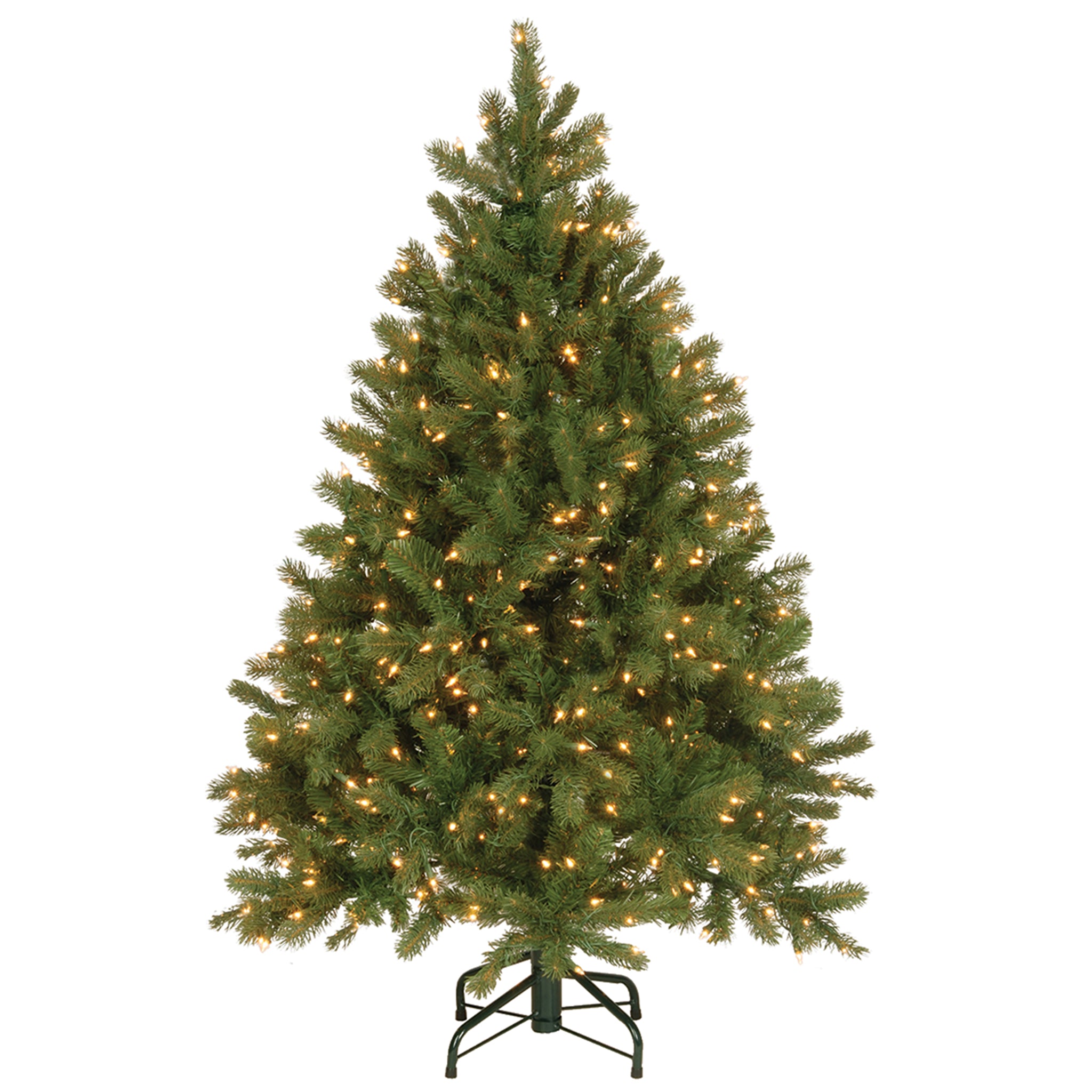 Pre-Lit 'Feel Real' Artificial Full Downswept Christmas Tree, Green, Douglas Fir, White Lights, Includes Stand, 4.5 feet