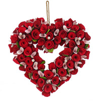 Artificial Valentine's Heart Wreath, Decorated with Red and Pink Roses, Valentine's Day Collection, 25 Inches - National Tree Company