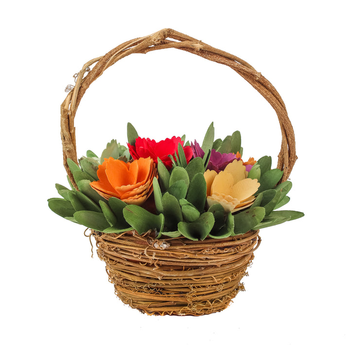 Handcrafted Multicolor 10" Floral Basket