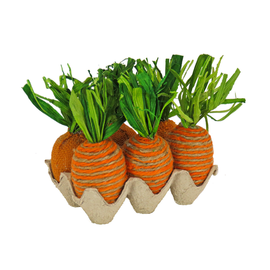 Woven Carrots Table Decoration, Egg Shaped Carrots, Includes Egg Carton Base, Easter Collection, 5 Inches