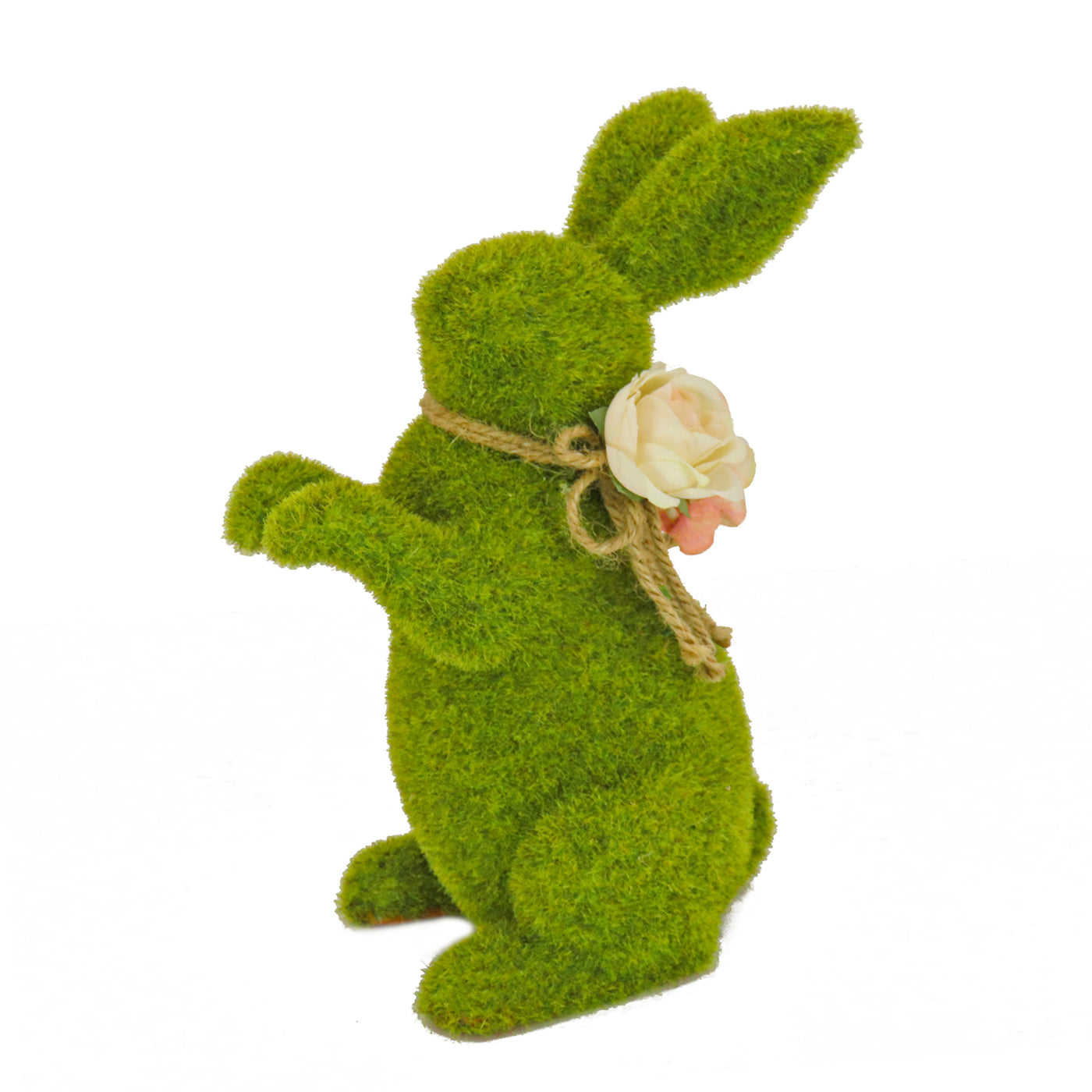 Artificial Moss Bunny Decoration, Foam Base, Decorated with Flower Blooms, Easter Collection, 14 Inches - National Tree Company