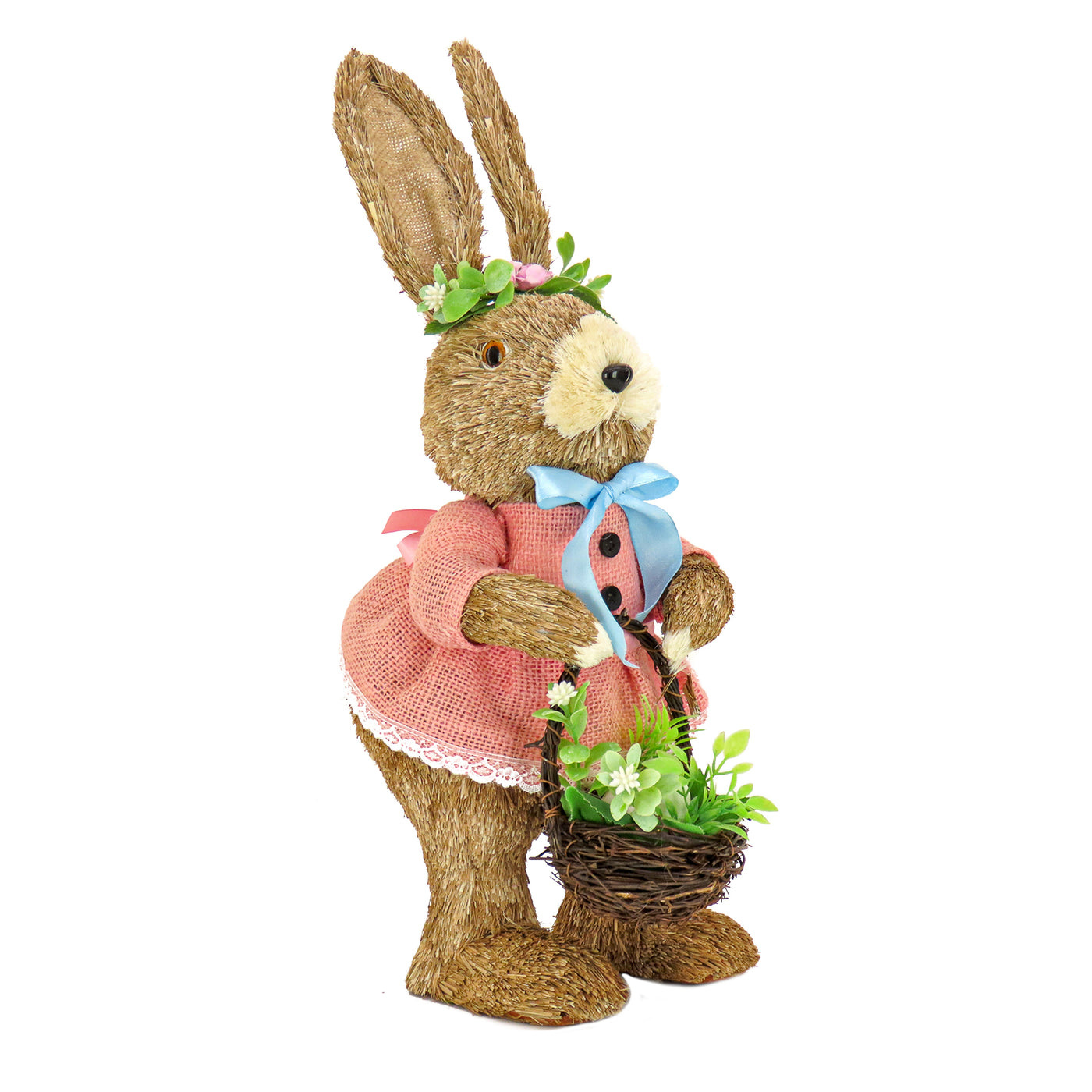 10 in. Female Bunny in Pink Dress Table Decoration - National Tree Company