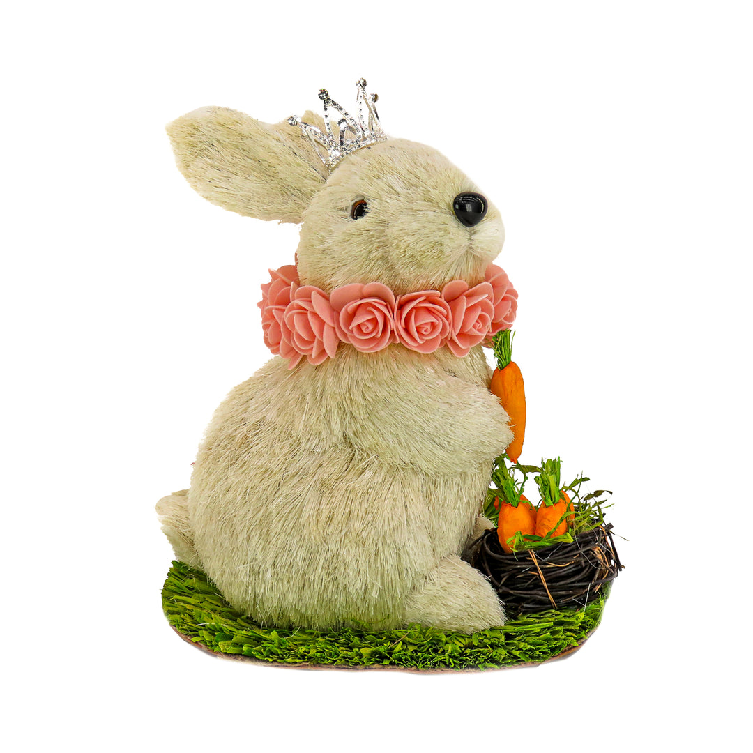 White Bunny with Carrots Table Decoration, Easter Collection, 12 Inches