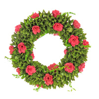 18 in. Spring Wreath with Green Assorted Flower Blooms, Seed Pods, Flowing Green Stems - National Tree Company