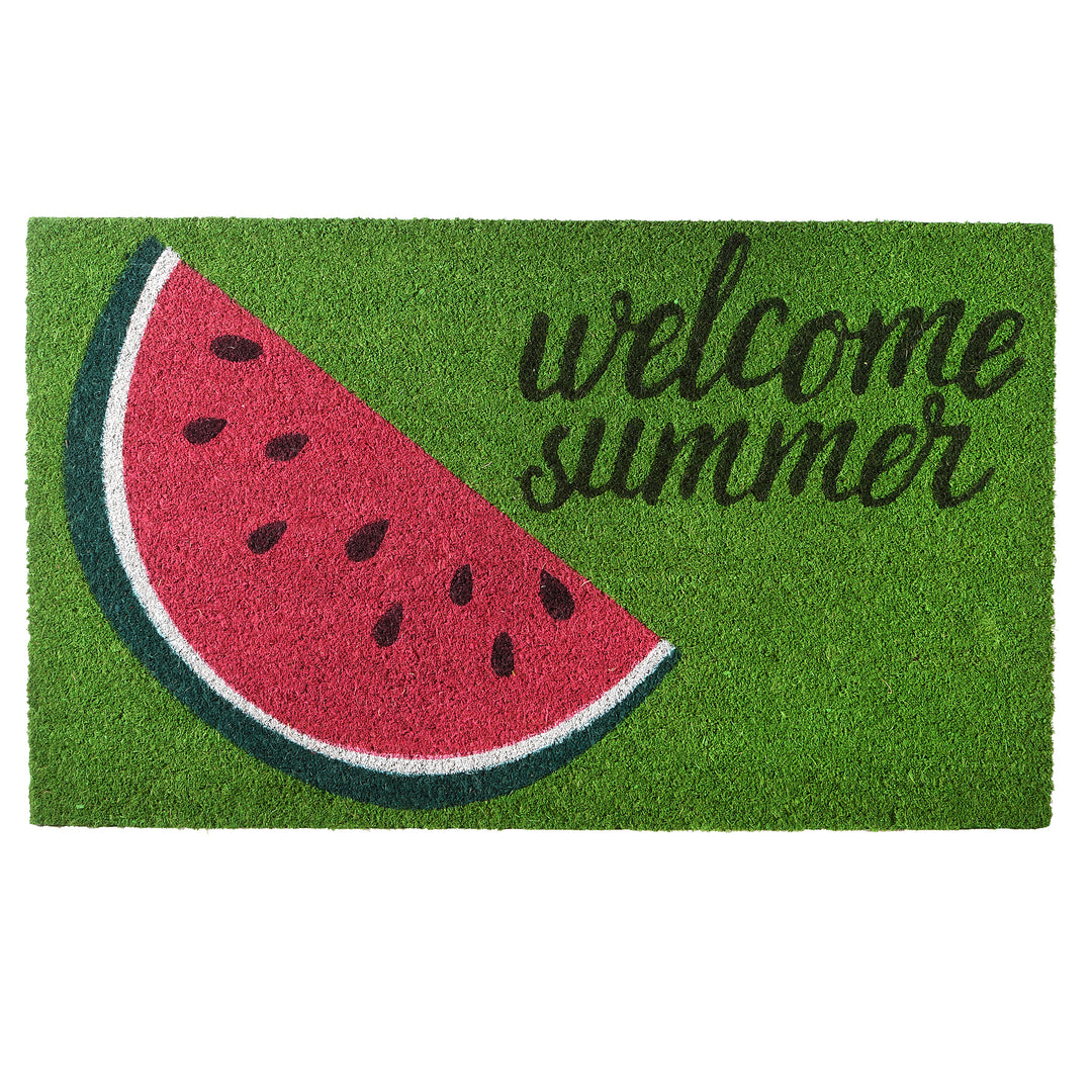 30" Green Welcome Summer Watermelon Coir Doormat