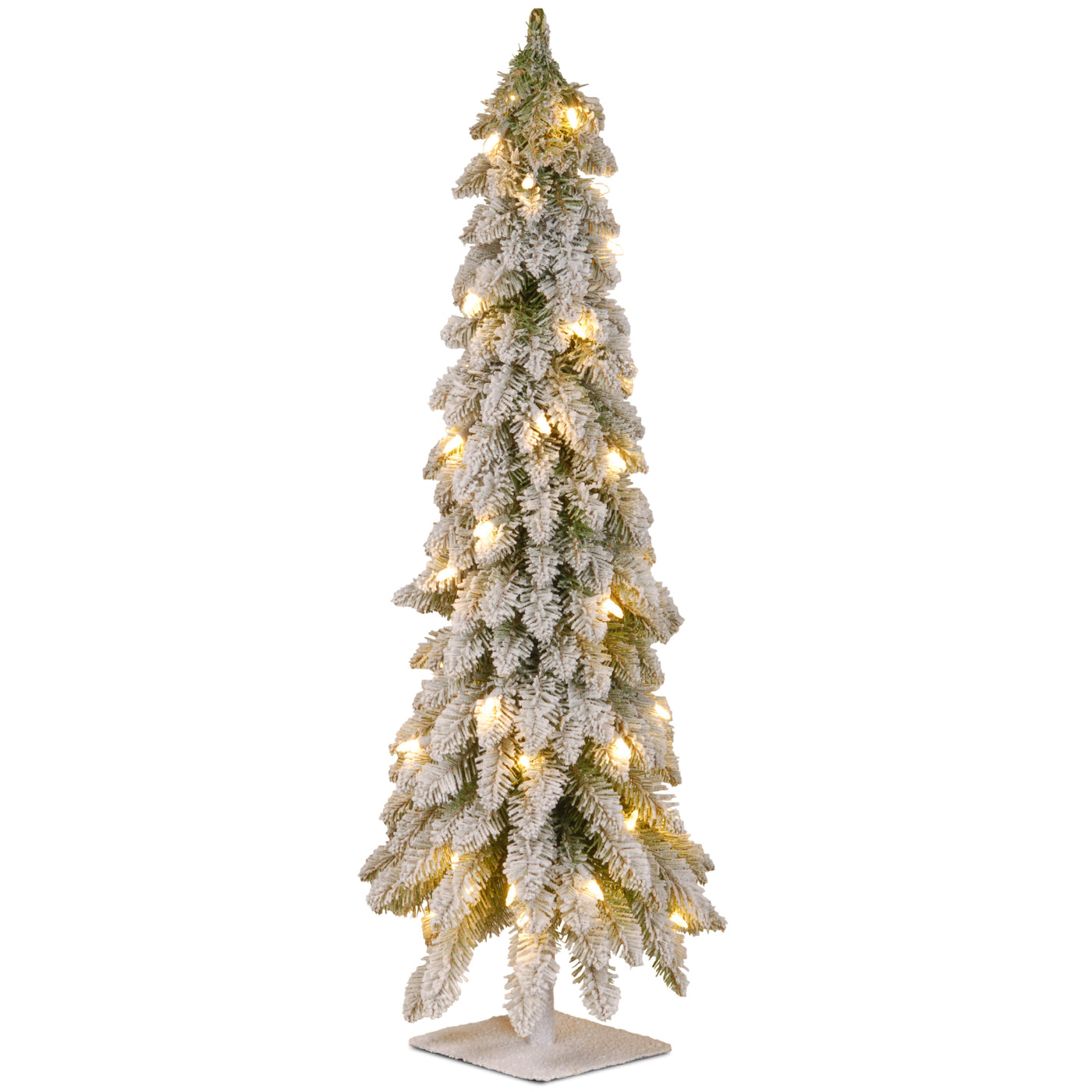 4 ft. Pre-Lit Snowy Downswept Forest Tree with Clear Lights - National Tree Company