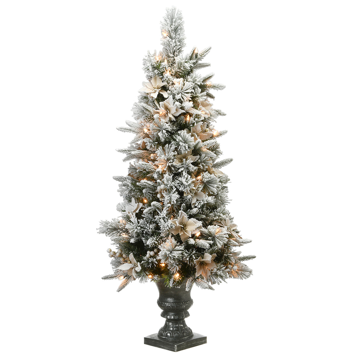 4 ft. Pre-Lit Frosted Colonial Fir Tree with Clear Lights, Plug-In ...
