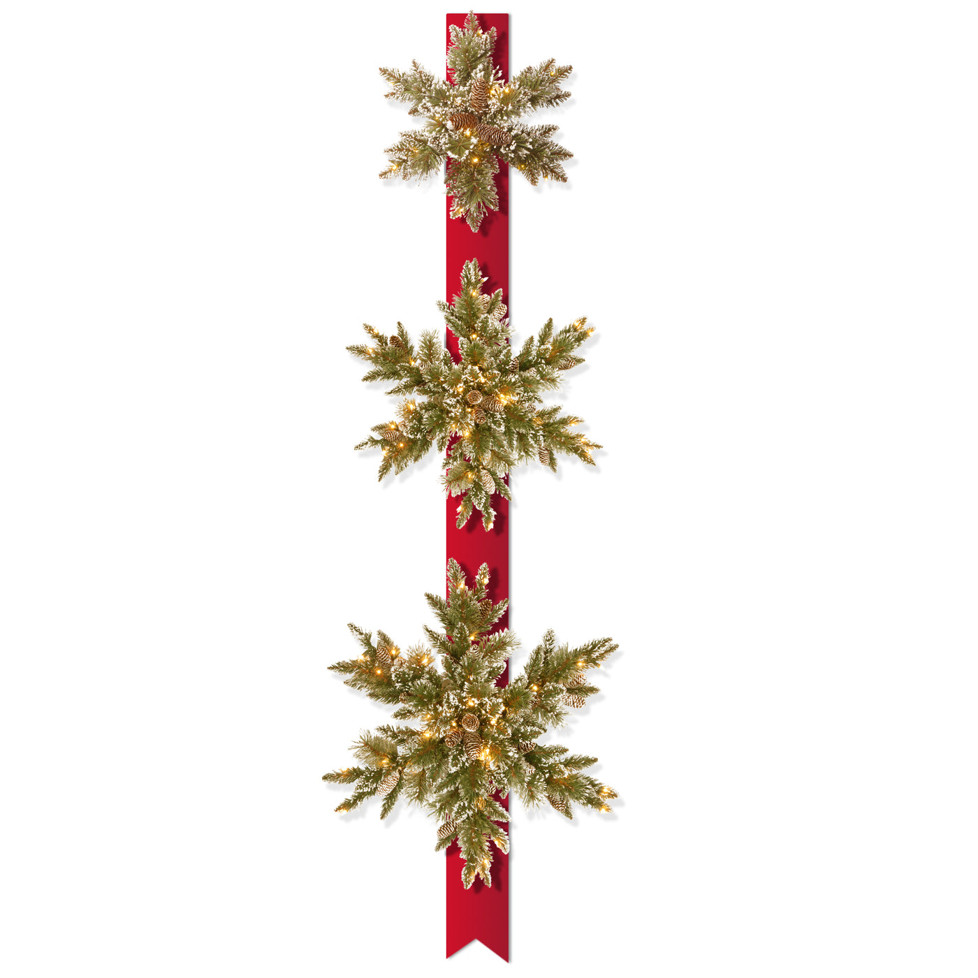 70 in. Pre-Lit Glittery Bristle Pine Snowflake with White Lights - National Tree Company