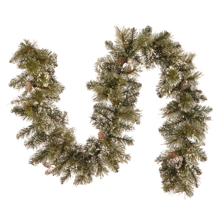 National Tree Company Artificial Christmas Garland, Green, Glittery Pine, Decorated With Pine Cones, Frosted Branches, Christmas Collection, 6 Feet