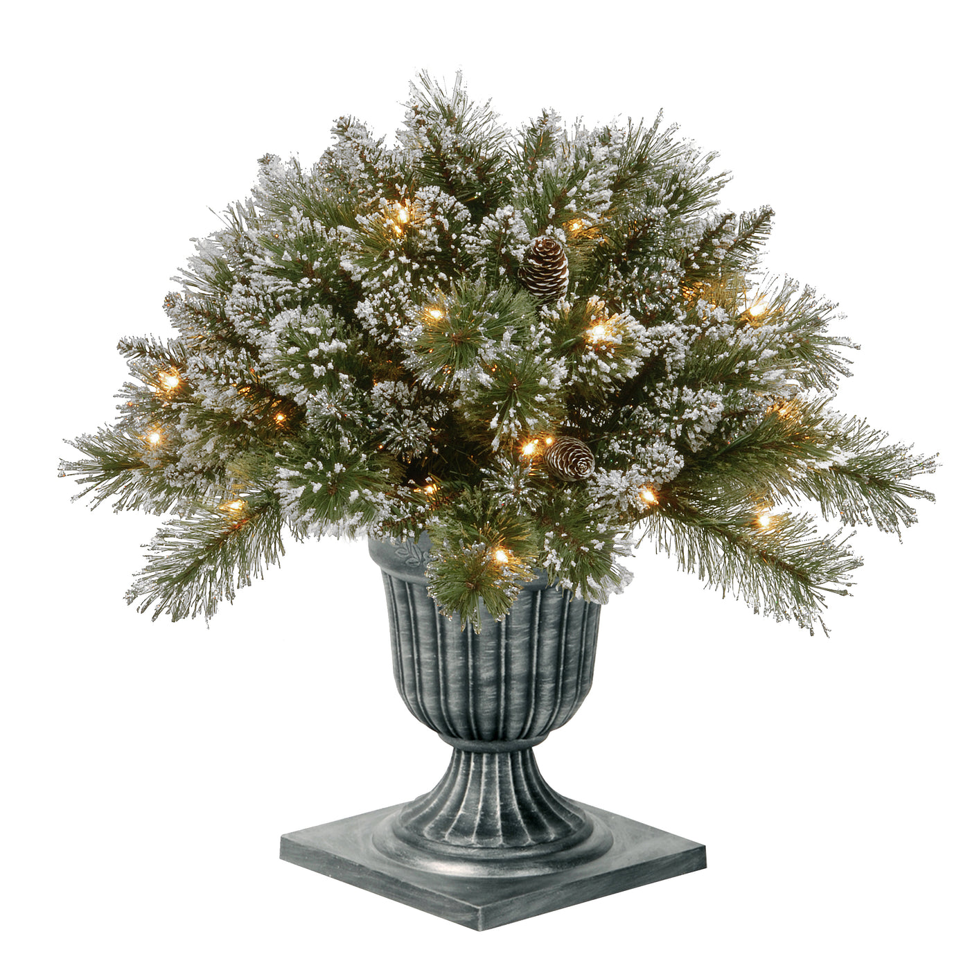 24 in. Pre-Lit Glittery Bristle Pine Porch Bush with Twinkly LED Lights - National Tree Company