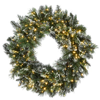 30 in. Pre-Lit Glittery Bristle Pine Wreath with Dual Color LED Cosmic Lights - National Tree Company