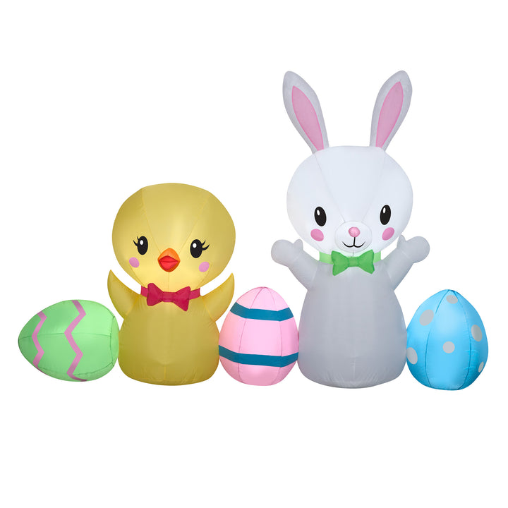 Inflatable Bunny and Chick Decoration, Self Inflating, Plug In, Easter Collection, 78 Inches