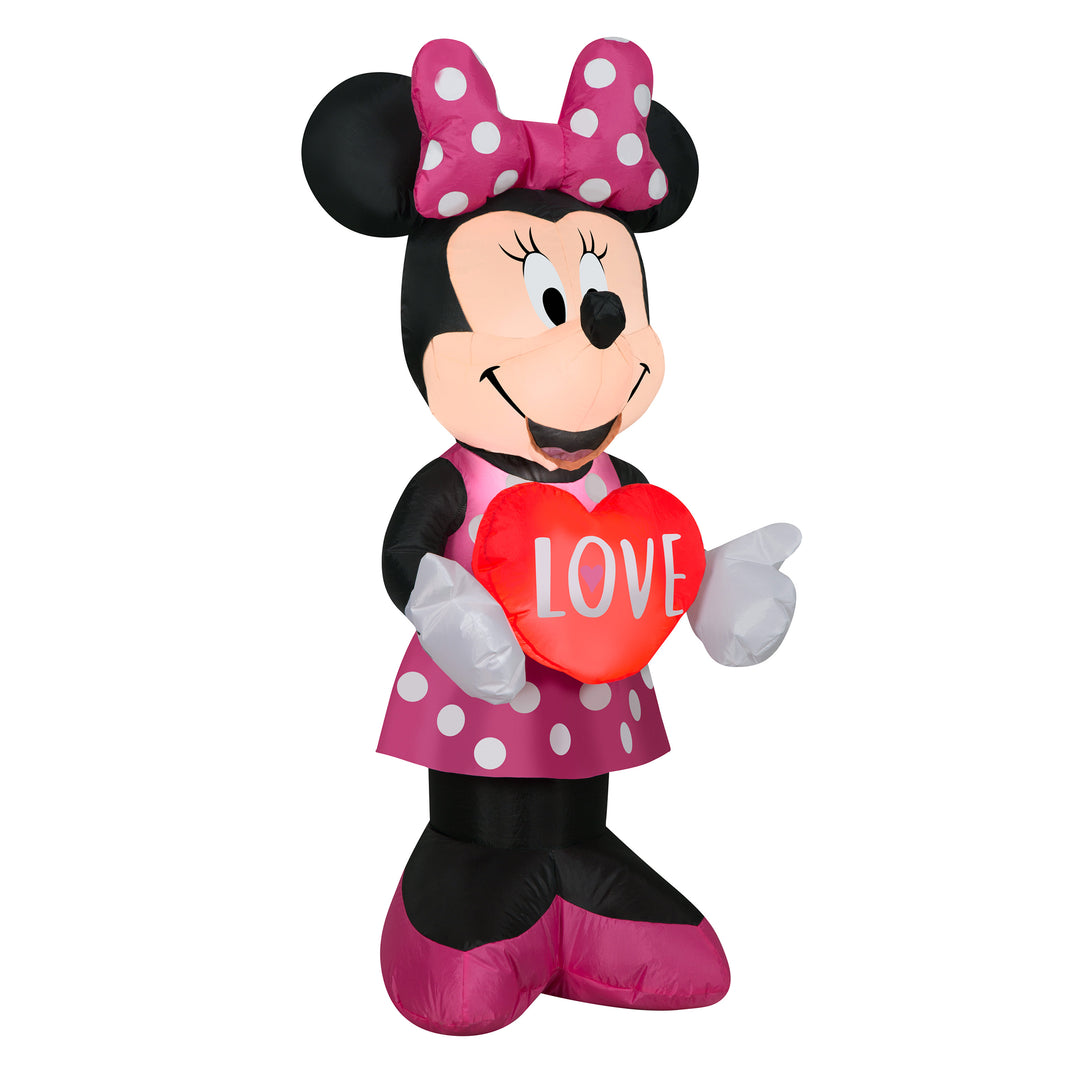 Pre-Lit Inflatable Valentine's Minnie Mouse, LED Lights, Plug In, Valentine's Day Collection, 42 Inches