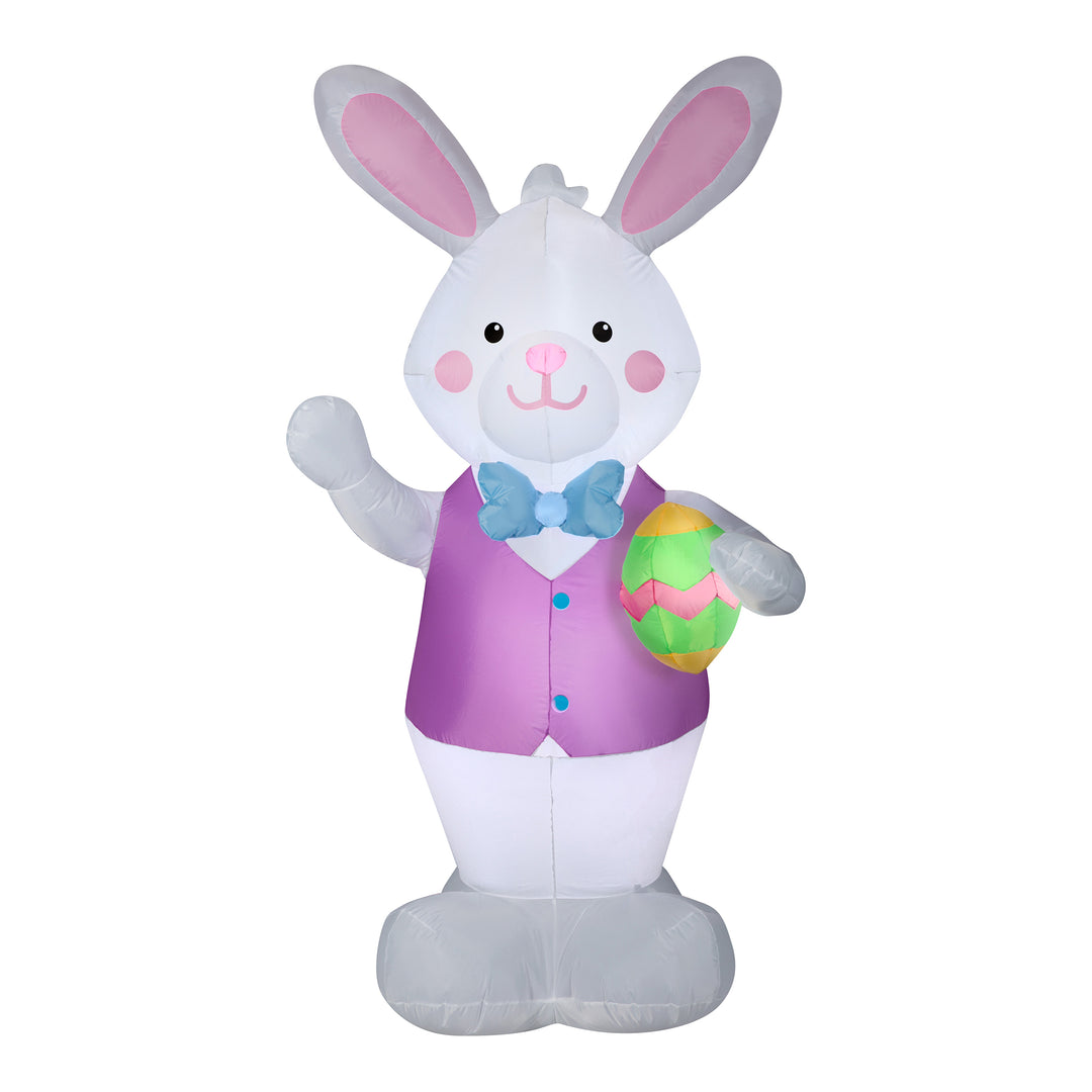 Bunny with Egg Inflatable Decoration, White, Easter Collection, 7 Feet