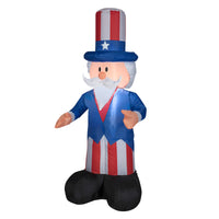 Patriotic Inflatable Decoration Blue Uncle Sam wearing Red White and Blue Suit and Hat Self Inflating Plug In Fourth of July Collection 48 Inches - National Tree Company