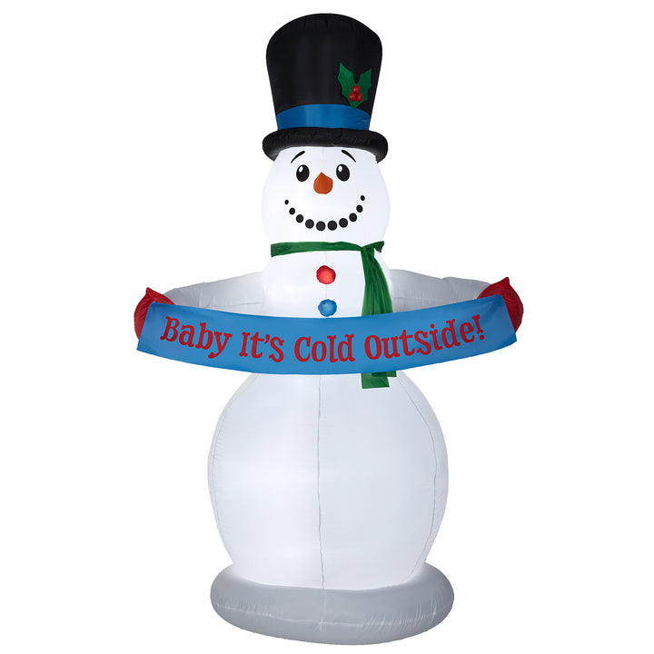 Inflatable Snowman with Sign, LED Lights, Plug In, Christmas Collection, 8 Feet