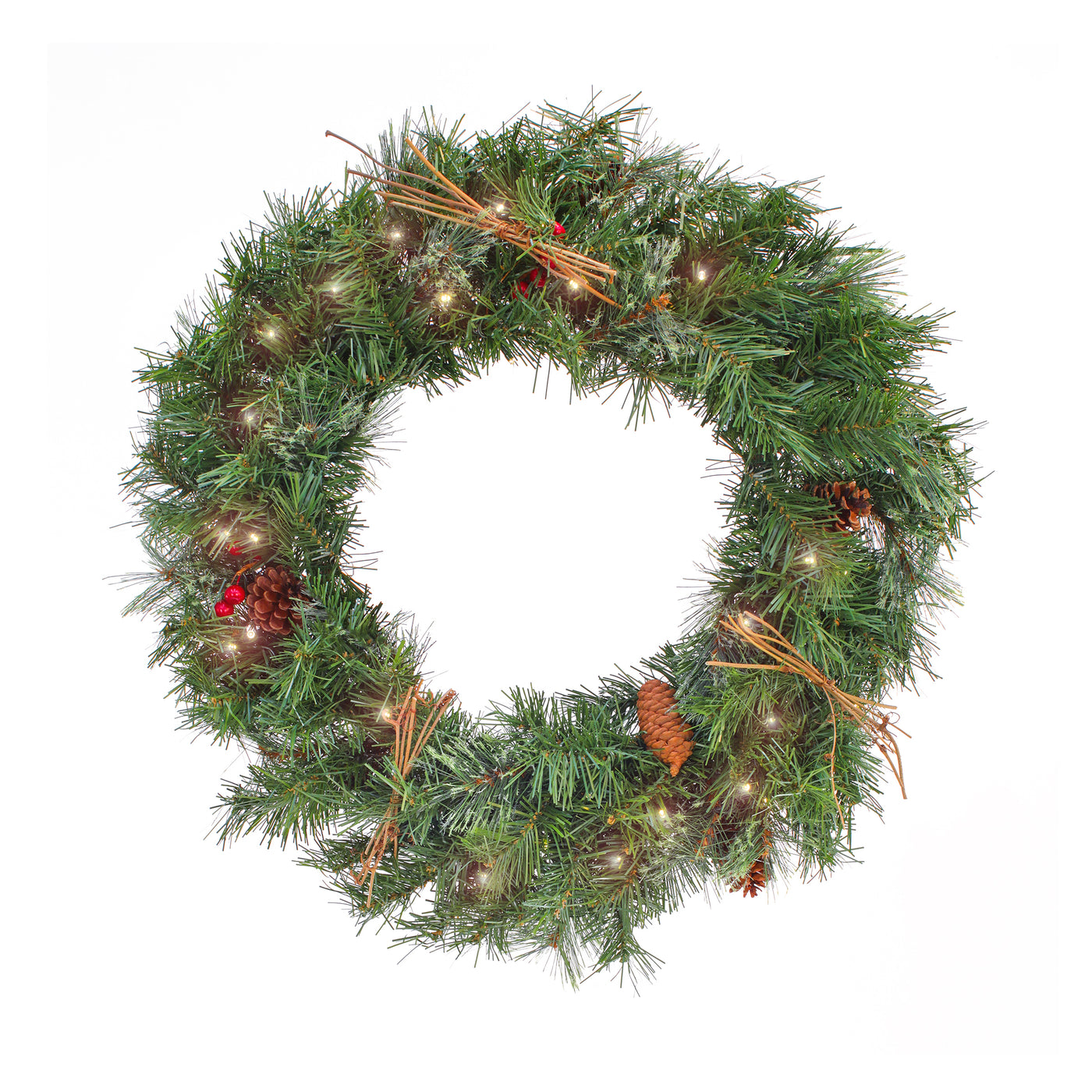 24 in. Pre-Lit Glistening Pine Wreath with LED Lights - National Tree Company