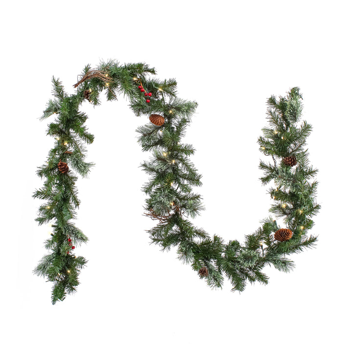 National Tree Company 9'x10" Glistening Pine Garland with Pine Cones and Red Berries
