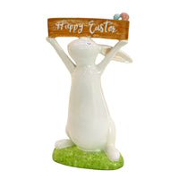 Easter Bunny with Sign Table Decoration, White, Easter Collection, 11 Inches - National Tree Company