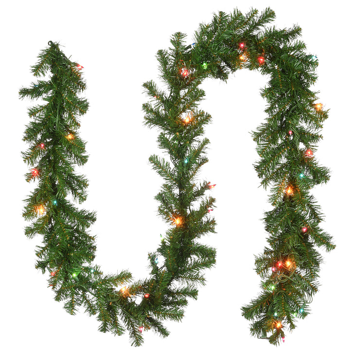National Tree Company Pre-Lit Artificial Christmas Garland, Green, Kincaid Spruce, Multicolor Lights, Plug In, Christmas Collection, 9 Feet