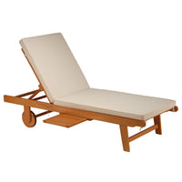 Eucalyptus Grandis Wood Reclining Sun Lounger, Beige - National Tree Company