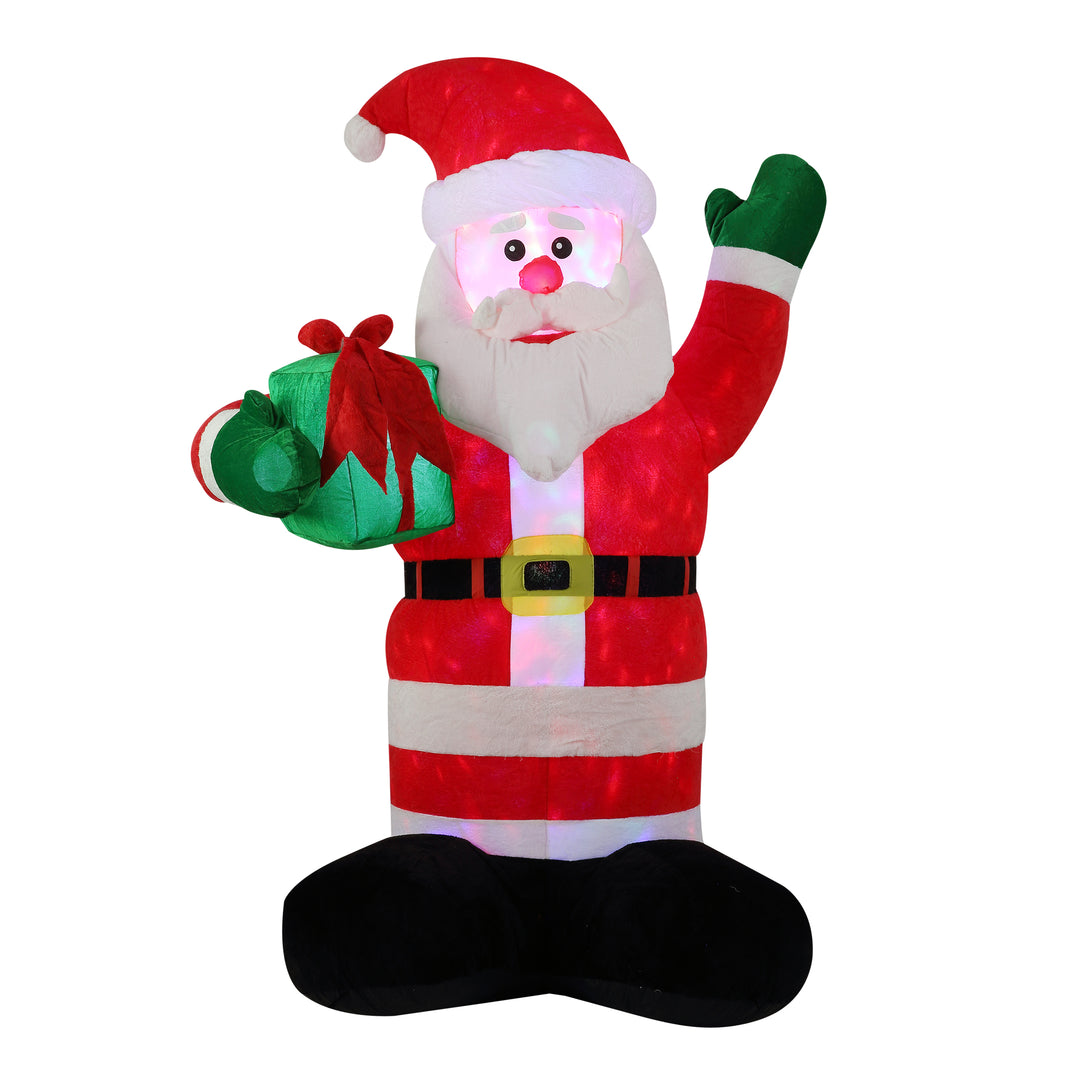 Inflatable Santa with Gift, LED Lights, Plug In, Christmas Collection, 8 Feet