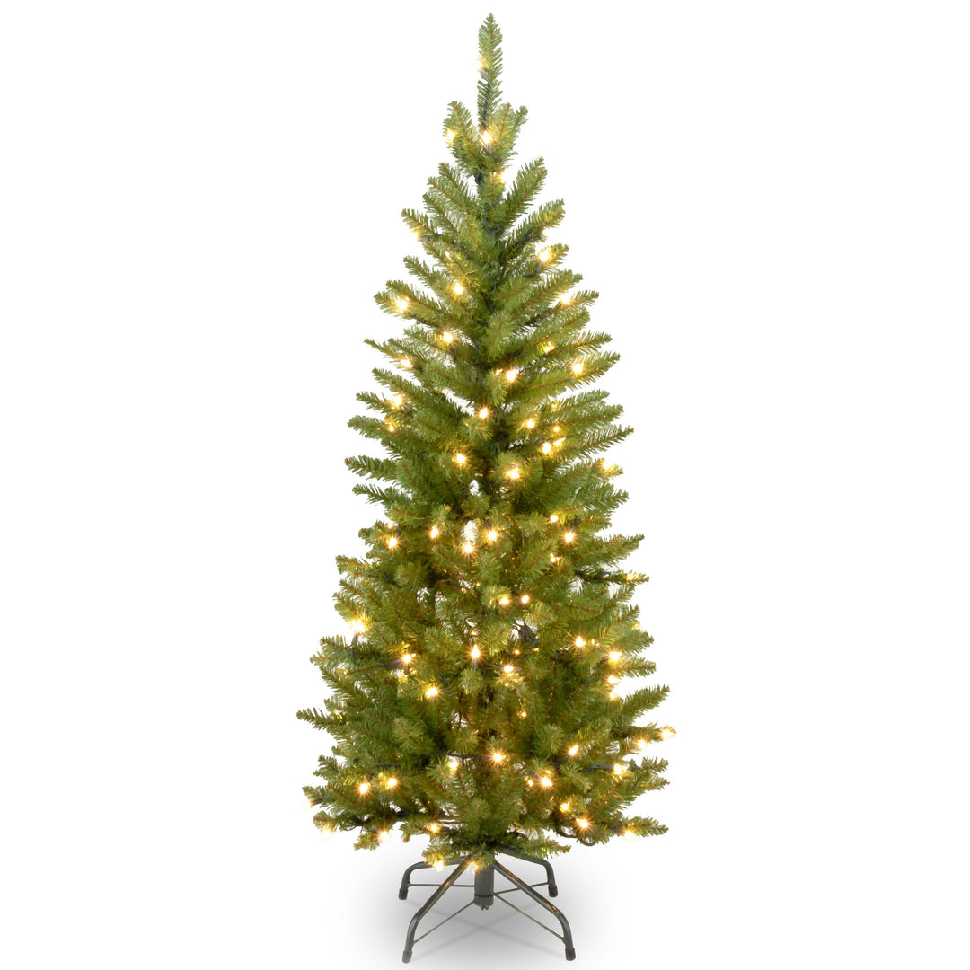 Pre-Lit Artificial Christmas Tree, Kingswood Fir with Clear Lights, Plug In , 4.5 ft