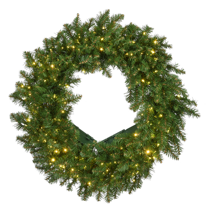 National Tree Company Pre-Lit Artificial Christmas Wreath, Green, Kingswood Fir, White Lights, Christmas Collection, 24 Inches