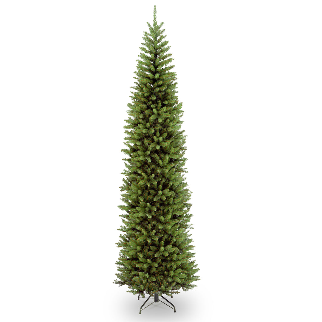 Artificial Slim Christmas Tree, Green, Kingswood Fir, White Lights, Includes Stand, 10 Feet