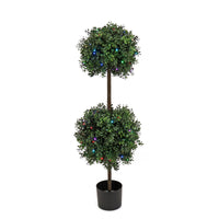 46" Boxwood Double Ball Topiary with Multi-Function LED Lights - National Tree Company