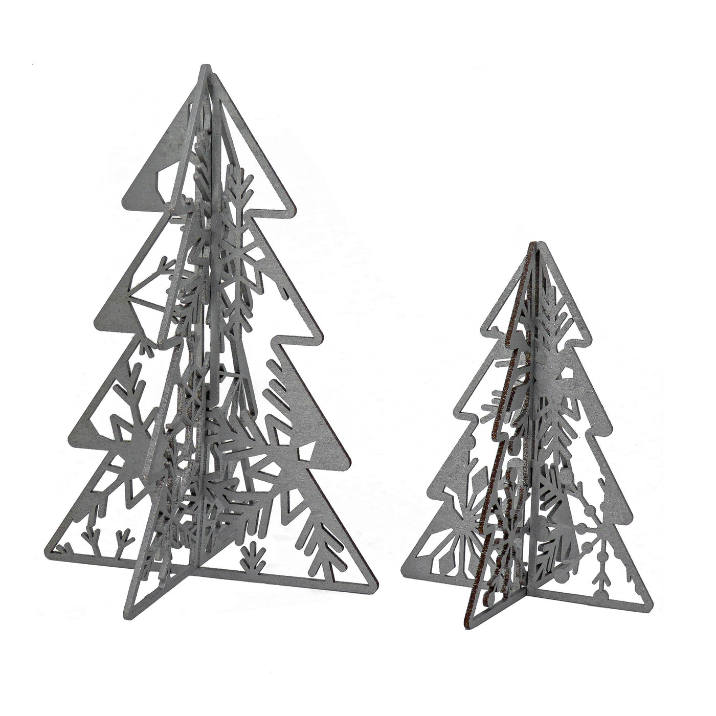 National Tree Company Christmas Trees Table Decor, Lightweight Wood, Set of Two, Silver, 10 in and 7 in - National Tree Company