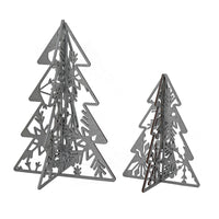 National Tree Company Christmas Trees Table Decor, Lightweight Wood, Set of Two, Silver, 10 in and 7 in - National Tree Company