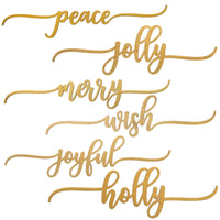 National Tree Company 6-Piece Christmas Place Setting Message Decor, Curly Script Writing In Gold, 10 in - National Tree Company