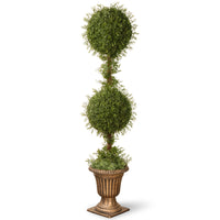 60" Mini Tea Leaf 2 Ball Topiary with Black and Gold Urn - National Tree Company