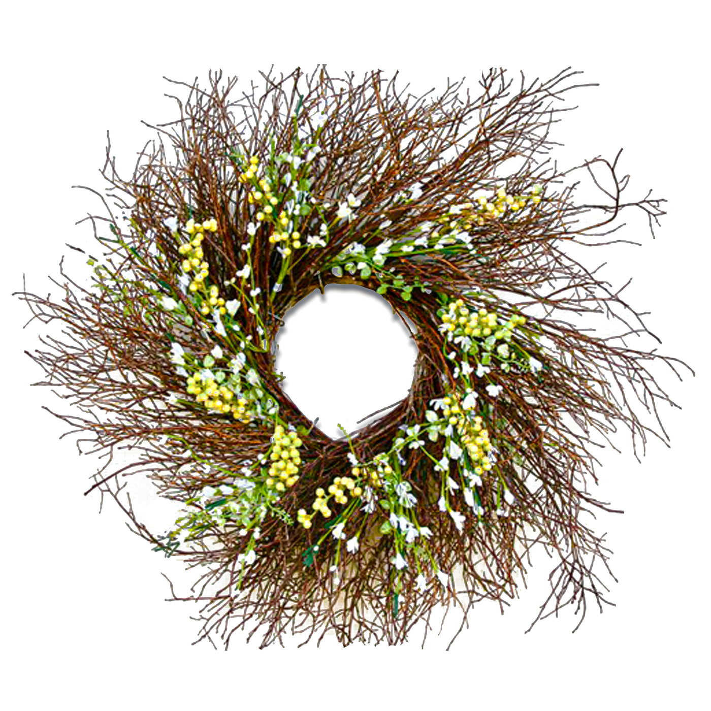 24" Spring White & Cream Forsythia Twig Wreath - National Tree Company